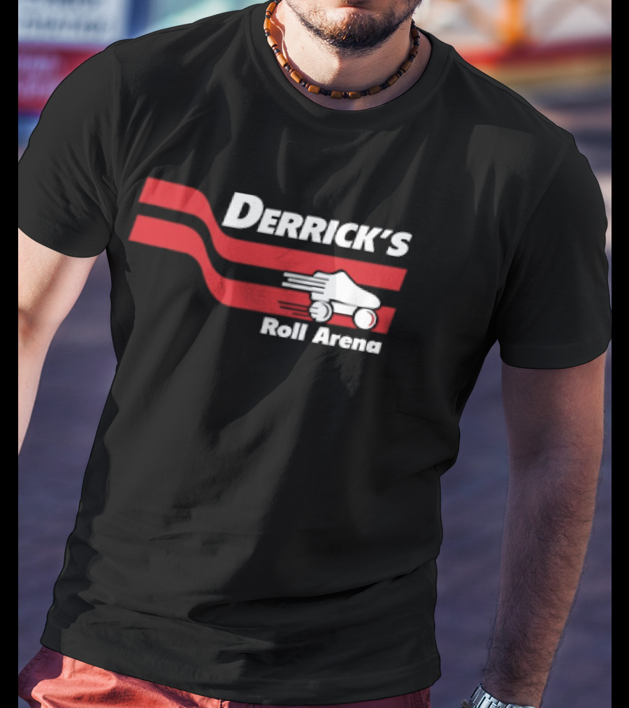 Derrick's Roll Arena Retro Skating Rink Neon Roller Skate T-Shirt