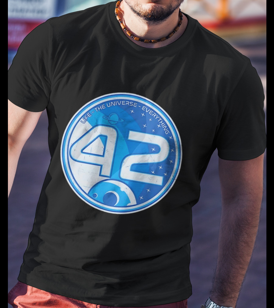 Life The Universe Everything 42 Planet And Stars Iconic Number T-Shirt