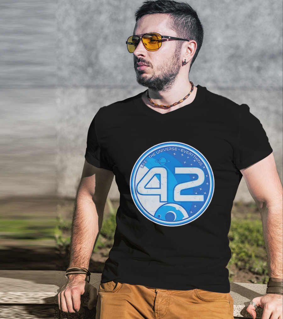 Life The Universe Everything 42 Planet And Stars Iconic Number T-Shirt
