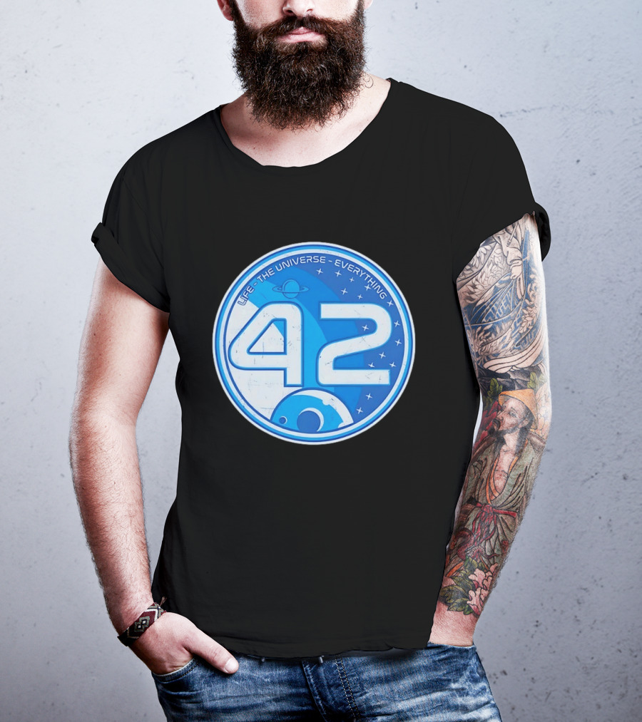 Life The Universe Everything 42 Planet And Stars Iconic Number T-Shirt