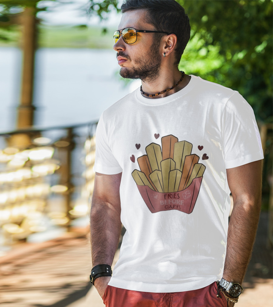 Fries Before Guys Valentine's Day Heart T-Shirt