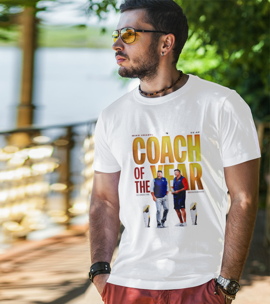 Mike Vrabel Coach Of The Year Highlight With Trophy T-Shirt