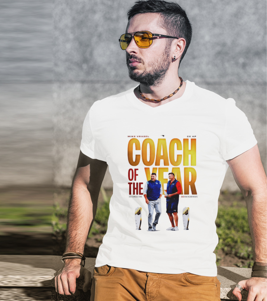 Mike Vrabel Coach Of The Year Highlight With Trophy T-Shirt