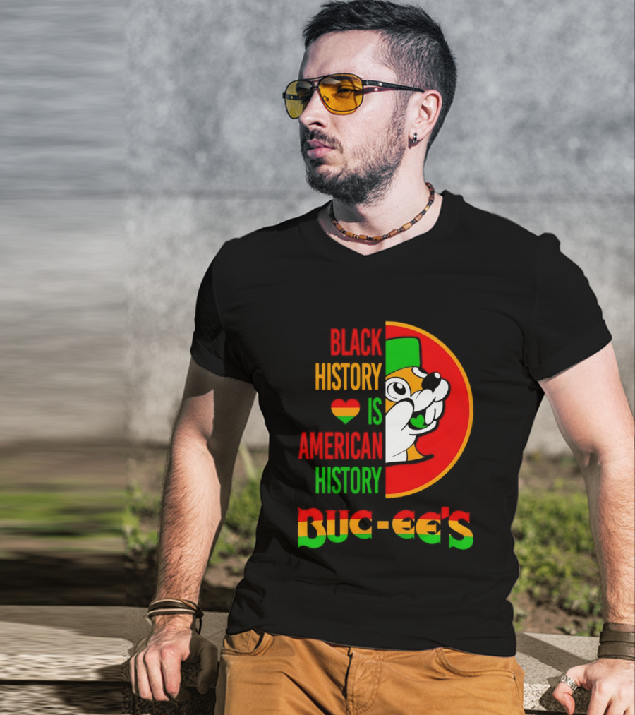 Buc Ee's Black History Is American History Heart Icon With Buc Ee's T-Shirt