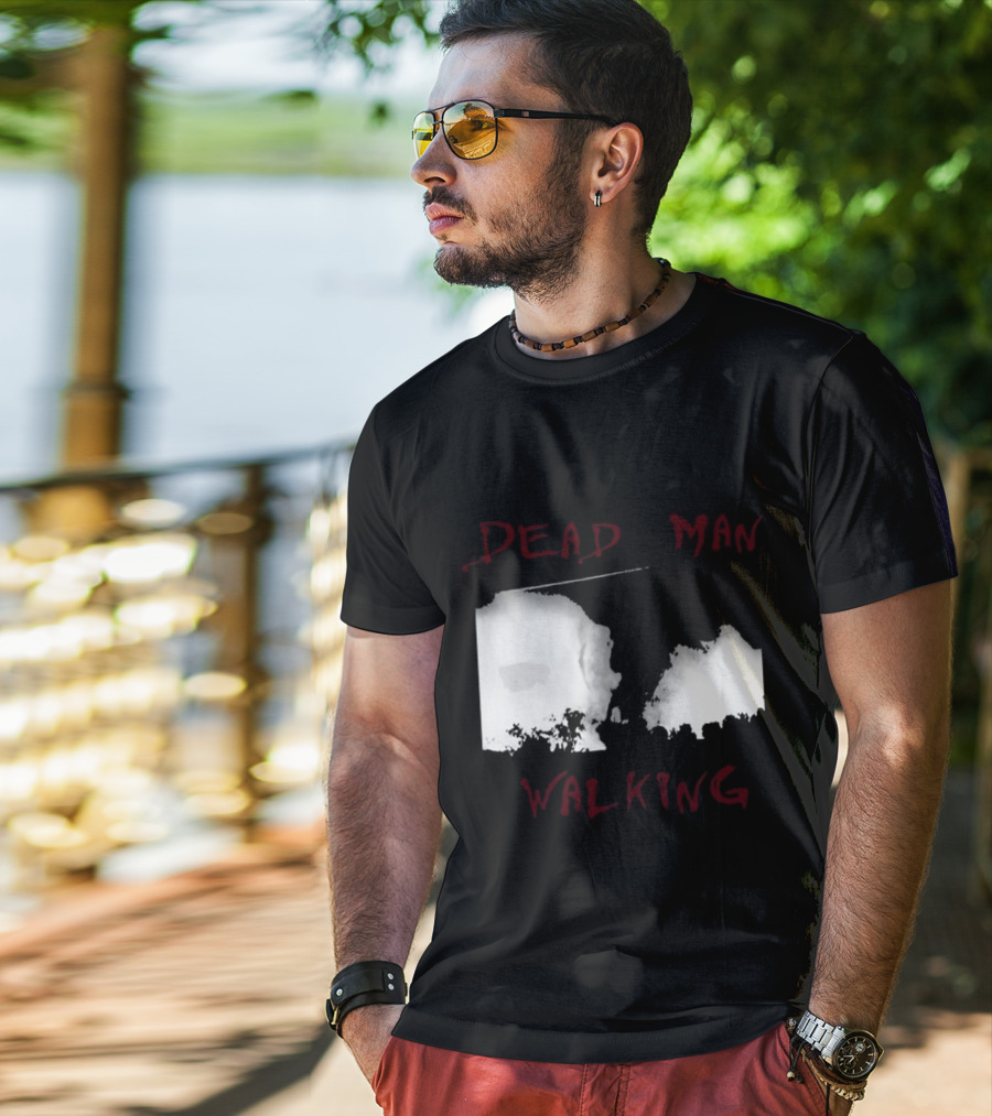 Dead Man Walking Zombie Hand Print Grunge T-Shirt