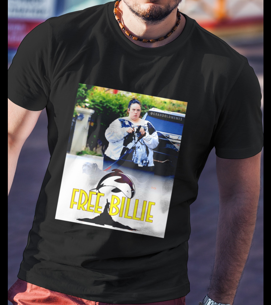Free Billie Fat 2026 Meme Parody With Whale And Dog Walking T-Shirt
