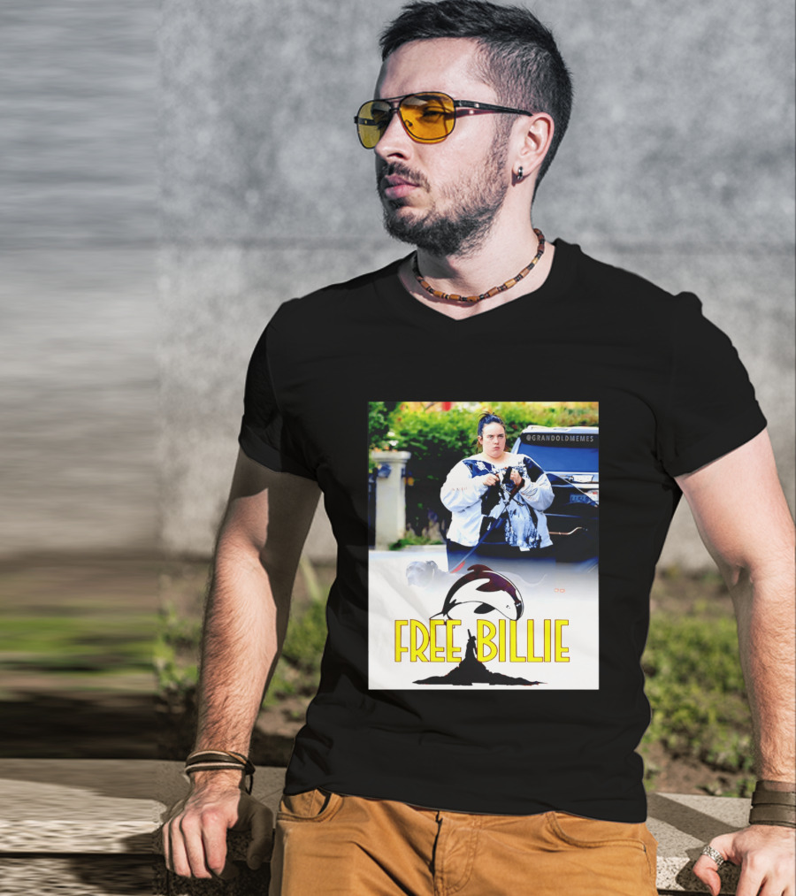 Free Billie Fat 2026 Meme Parody With Whale And Dog Walking T-Shirt