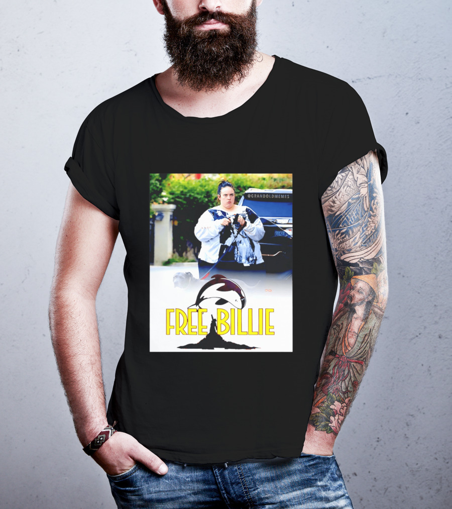 Free Billie Fat 2026 Meme Parody With Whale And Dog Walking T-Shirt