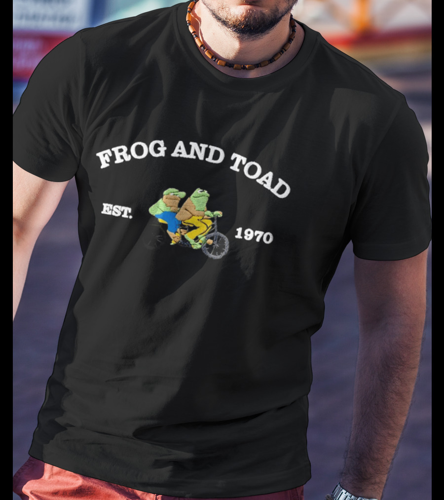 Frog And Toad Motorcycle Embroidered Est 1970 T-Shirt