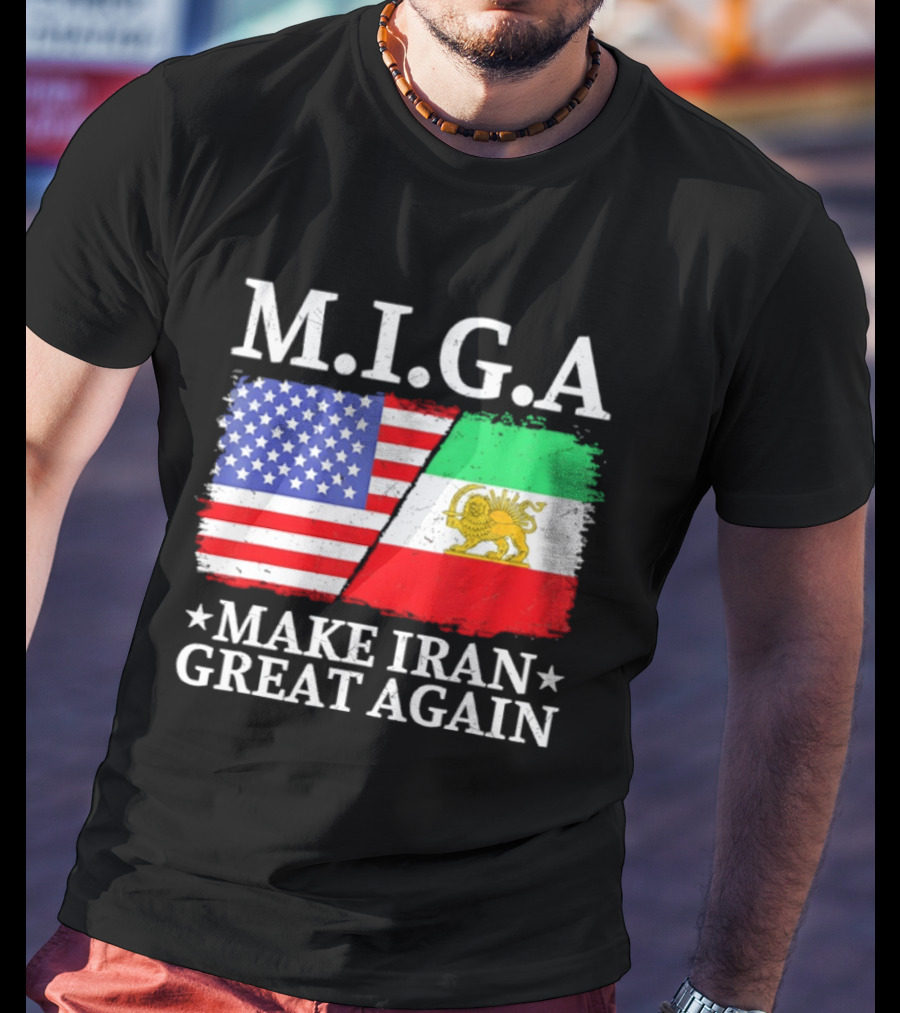 M.I.G.A Make Iran Great Again Half American Half Iranian Flags T-Shirt