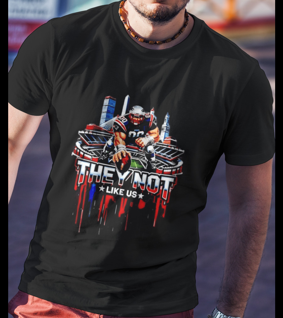 New England Patriots They Not Like Us Stadium Football Player Iconic Skyline T-Shirt
