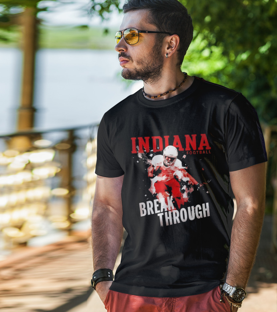 Indiana Hoosiers Football Break Through Bold Red Team Spirit T-Shirt