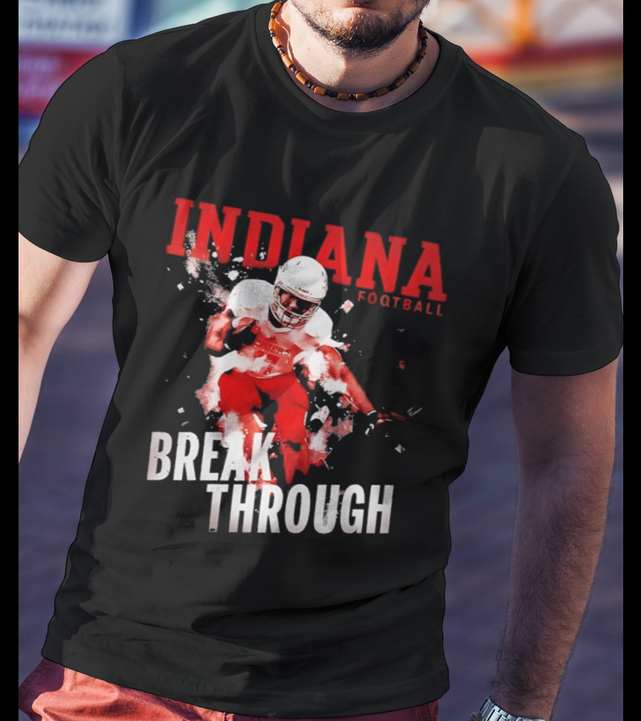 Indiana Hoosiers Football Break Through Bold Red Team Spirit T-Shirt