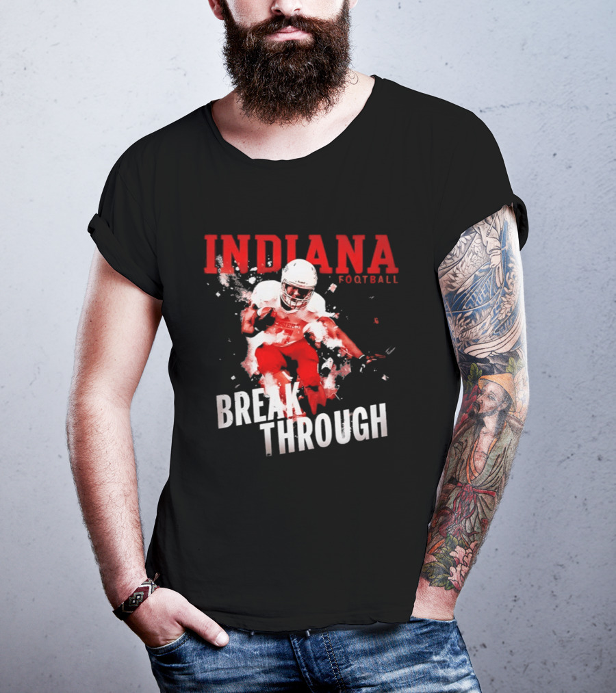 Indiana Hoosiers Football Break Through Bold Red Team Spirit T-Shirt