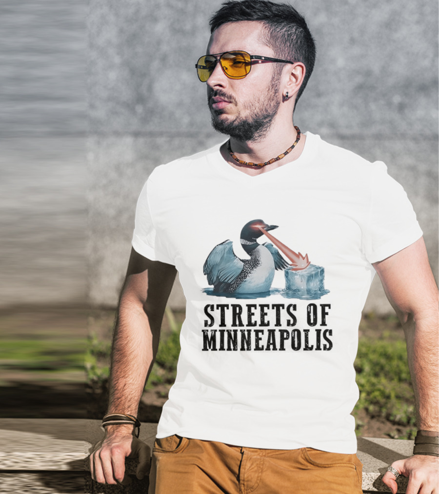 Loon Laser Eyes Melting Ice Streets Of Minneapolis T-Shirt