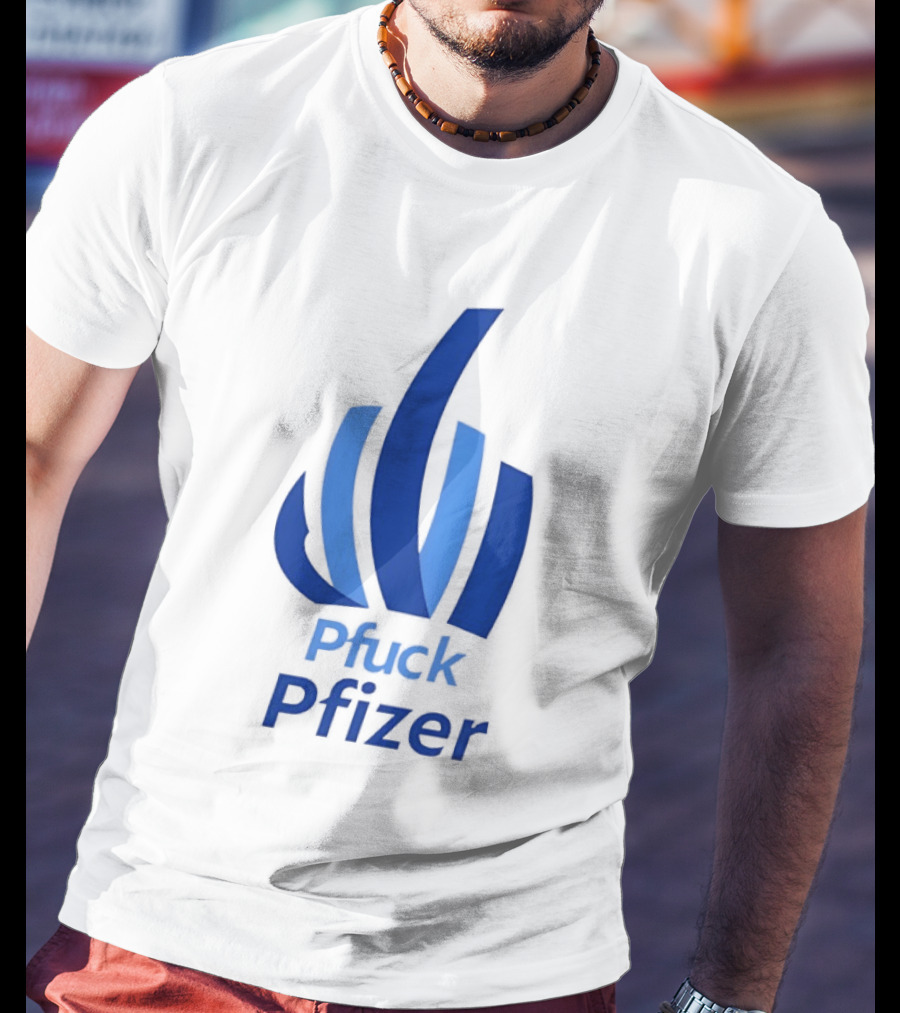 Pfuck Pfizer Middle Finger Symbol Bold Blue T-Shirt