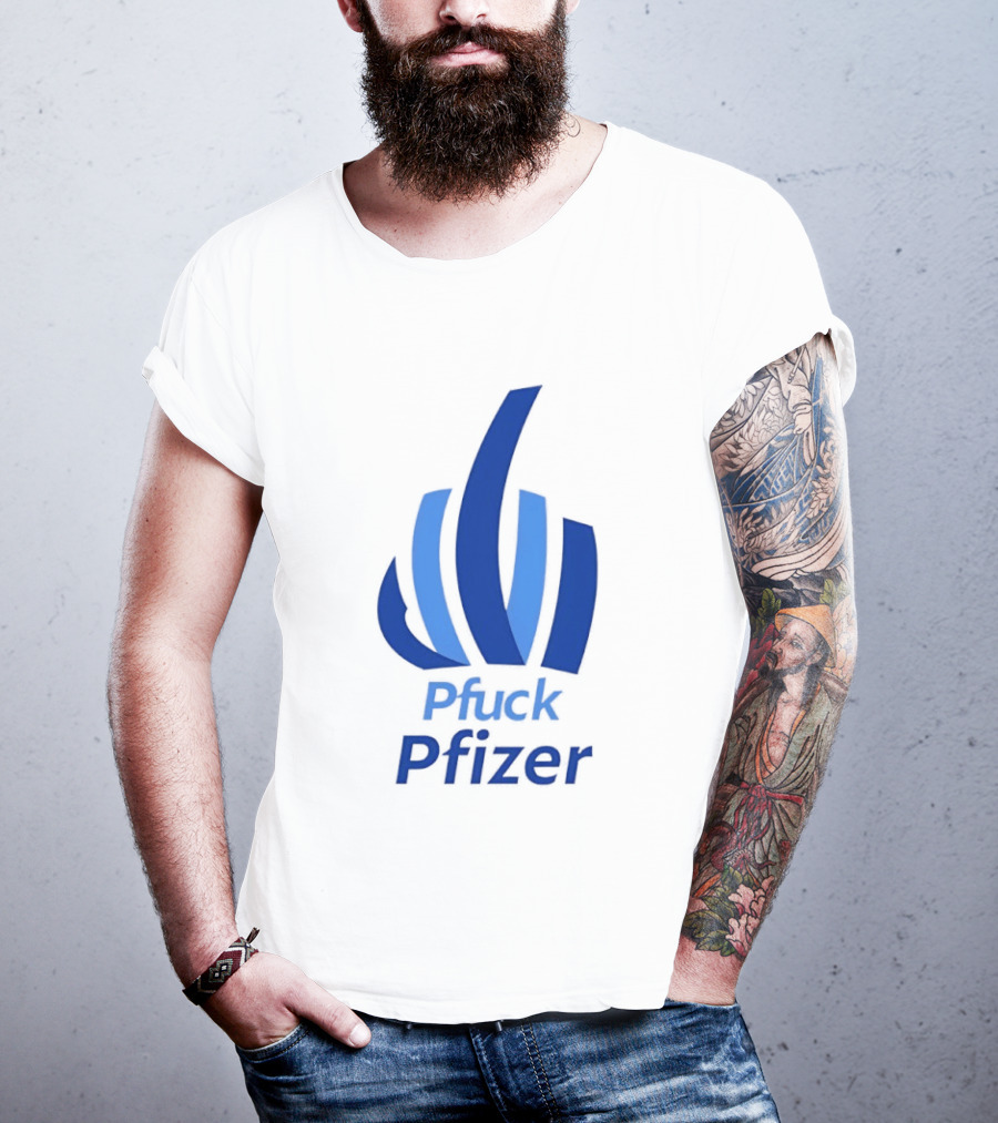Pfuck Pfizer Middle Finger Symbol Bold Blue T-Shirt