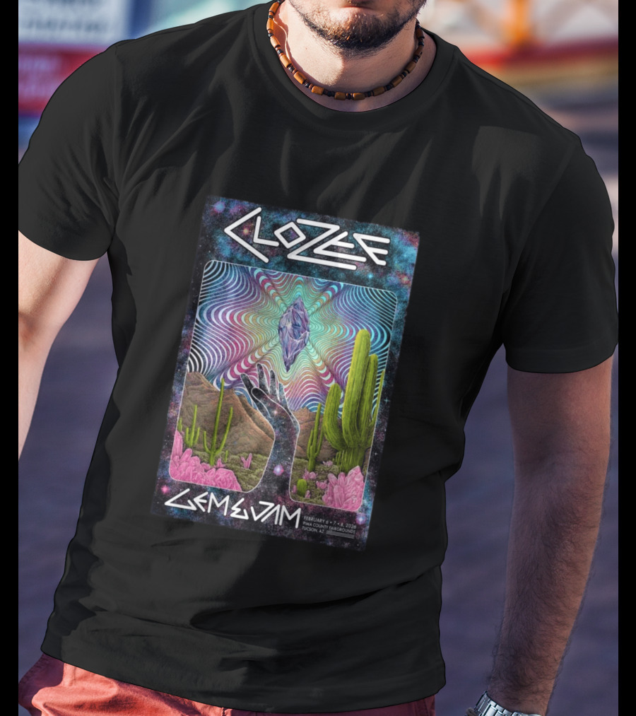 CloZee Gem And Jam Festival Tucson February 6 8 2026 Pima County Fairgrounds Cactus Crystal T-Shirt