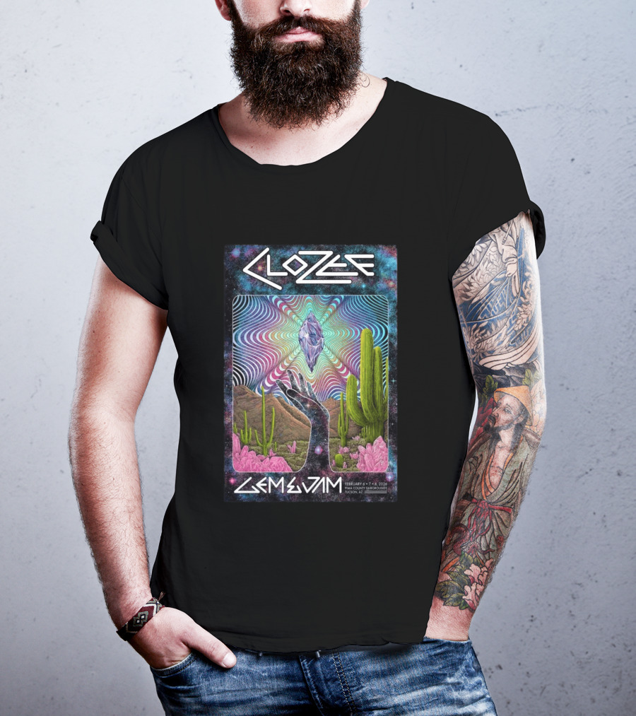 CloZee Gem And Jam Festival Tucson February 6 8 2026 Pima County Fairgrounds Cactus Crystal T-Shirt