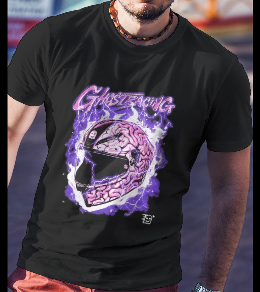 Ghost Racing Purple Brain Helmet Lightning Explosion T-Shirt