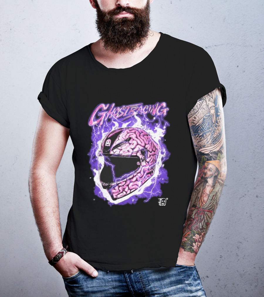 Ghost Racing Purple Brain Helmet Lightning Explosion T-Shirt