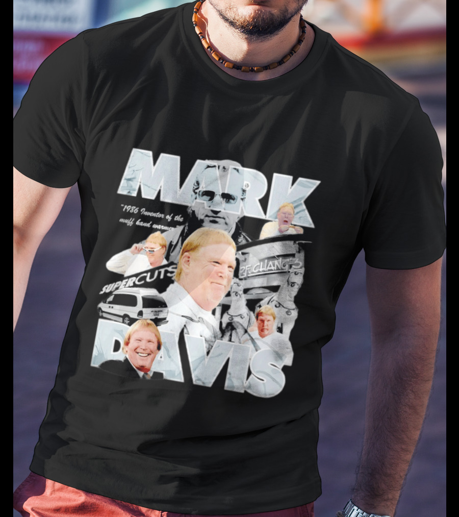 Mark Davis 1986 Inventor Of The Muff Hand Warmer Raiders Monochrome Humor T-Shirt