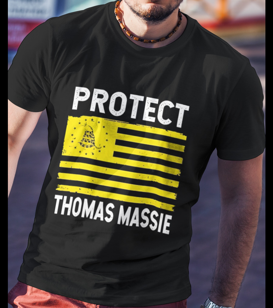 Protect Thomas Massie Gadsden Flag Yellow T-Shirt