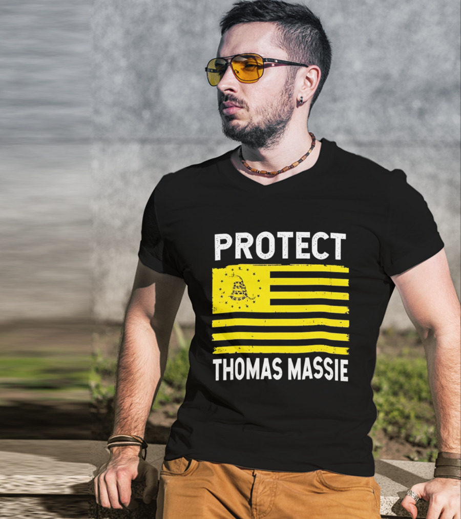 Protect Thomas Massie Gadsden Flag Yellow T-Shirt