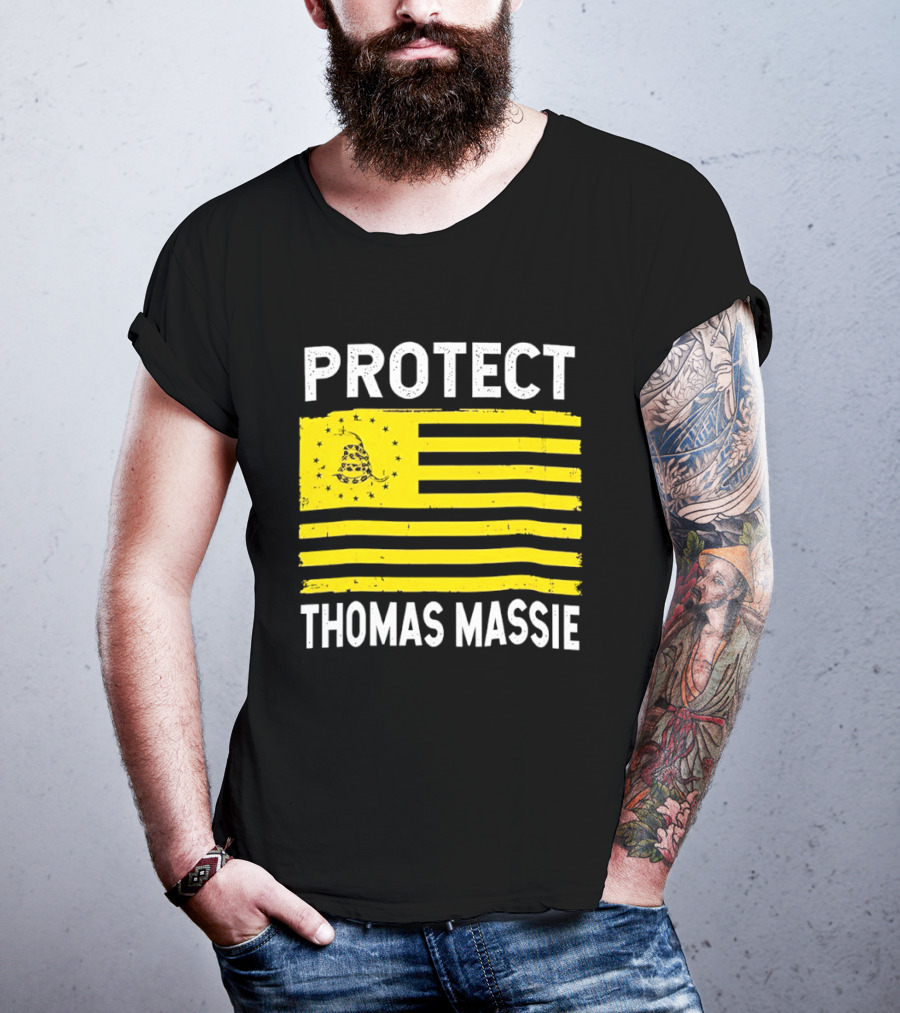 Protect Thomas Massie Gadsden Flag Yellow T-Shirt