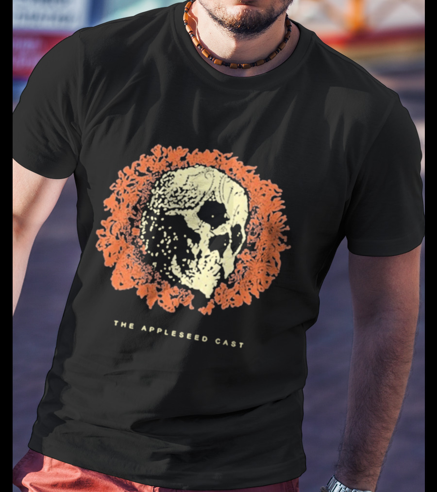The Appleseed Cast Skull Surrounded By Vibrant Orange Flowers T-Shirt
