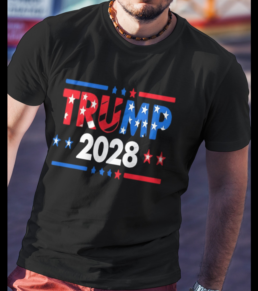 Trump 2028 Stars Stripes American Flag T-Shirt