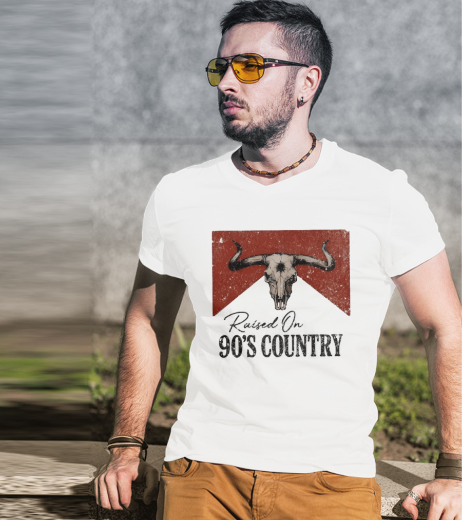 Bull Skull Marlboro Raised On 90's Country T-Shirt