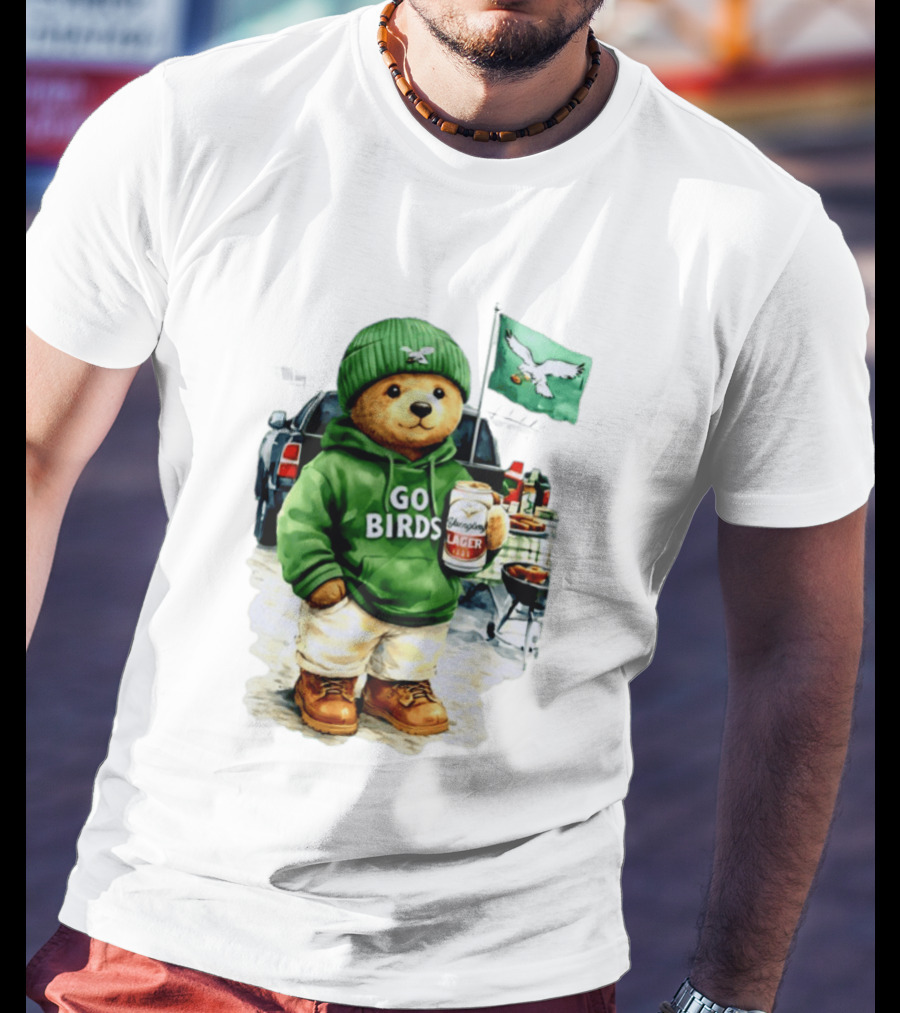 Tailgating Bear Go Birds Eagle Lager Football Fan Party T-Shirt