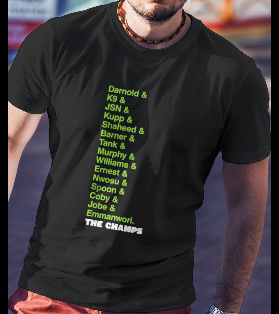 Bamold PG JSN Hugz Seattle Seahawks Champs List Bennet Murphy Williams Emanwori Football T-Shirt