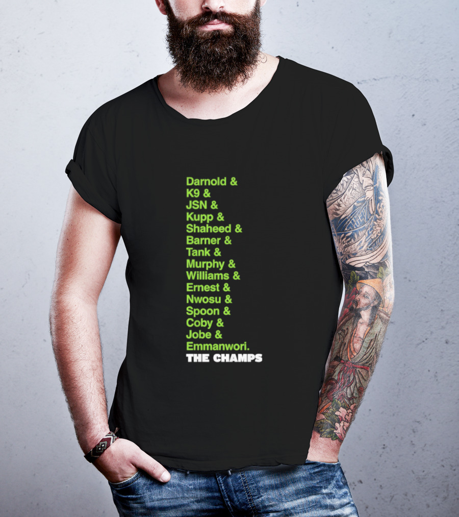Bamold PG JSN Hugz Seattle Seahawks Champs List Bennet Murphy Williams Emanwori Football T-Shirt