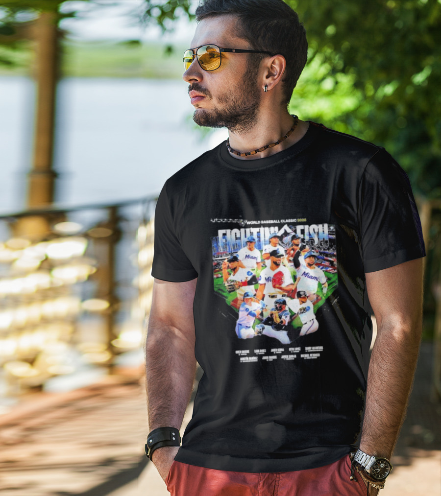 Miami Marlins Fightin' Fish World Baseball Classic 2026 Team Players T-Shirt