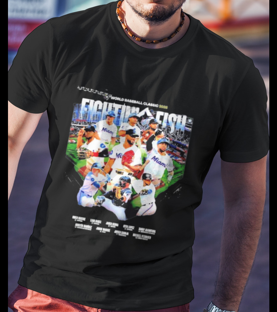 Miami Marlins Fightin' Fish World Baseball Classic 2026 Team Players T-Shirt