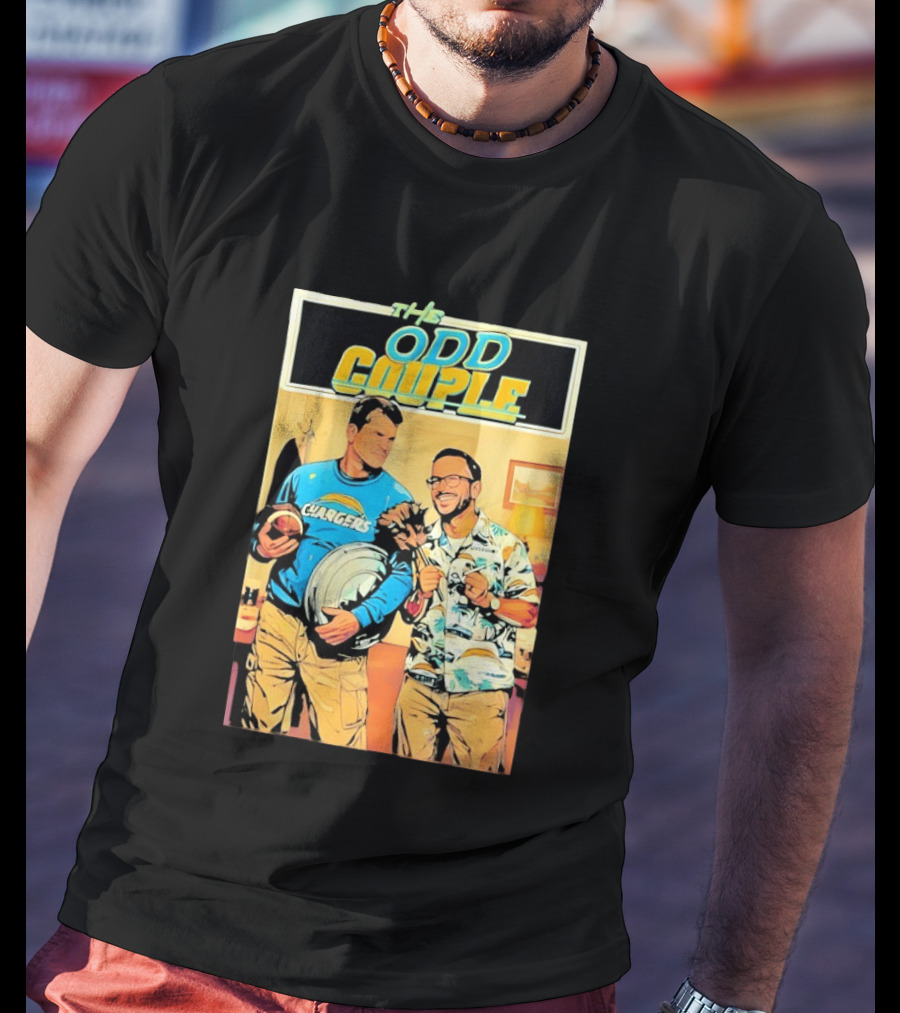 The Odd Couple Chargers Jim Harbaugh Ben Herbert Vintage Sports Comedy T-Shirt