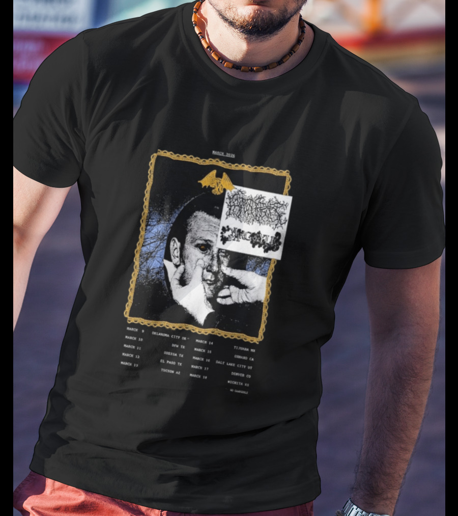 Primitive Rage Tour March 2026 Cold World Sacred Cowboys Woodchuck Hattiesburg Mississippi T-Shirt
