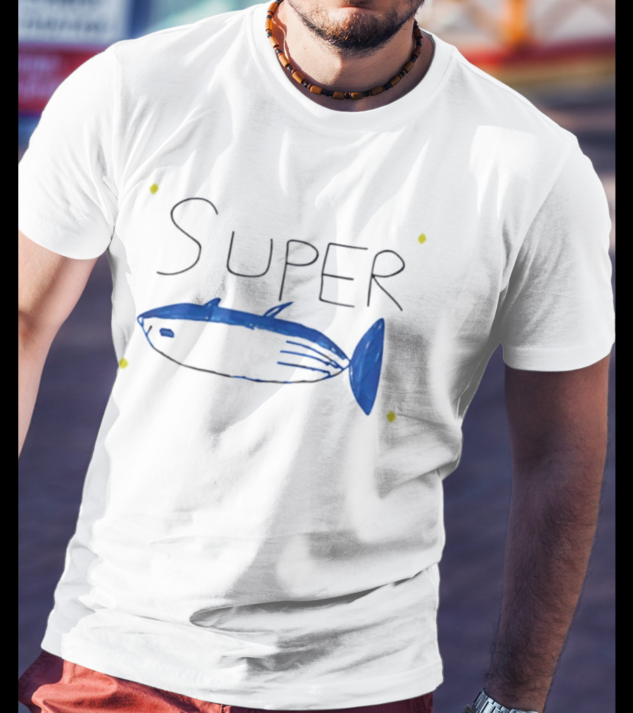 BTS Jin Super Tuna Drawing Blue Fish T-Shirt