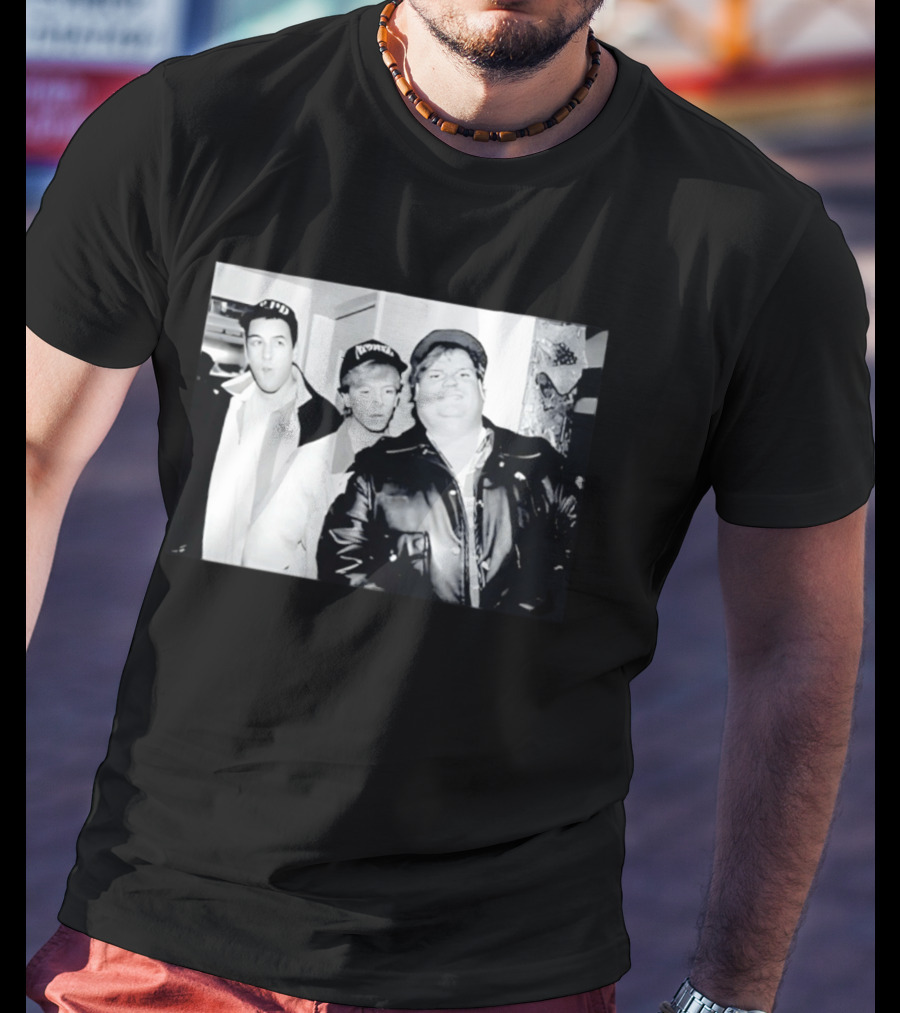 Adam Sandler Chris Farley David Spade NYPD Chicago Black And White Photo T-Shirt