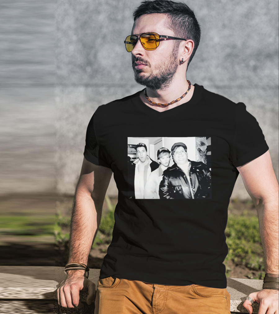 Adam Sandler Chris Farley David Spade NYPD Chicago Black And White Photo T-Shirt