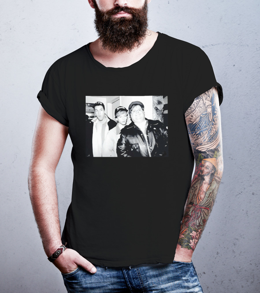 Adam Sandler Chris Farley David Spade NYPD Chicago Black And White Photo T-Shirt