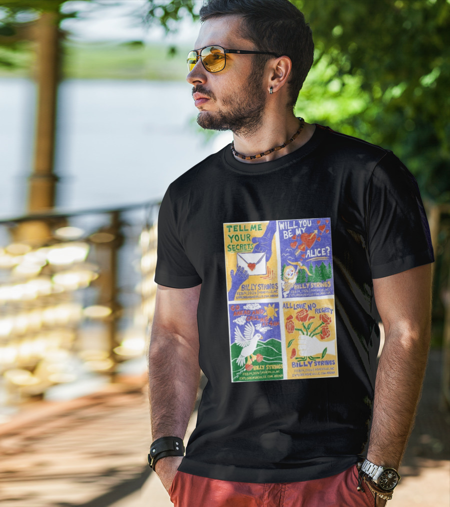 Billy Strings Tell Me Your Secrets Asheville NC February 14 2026 Explore Asheville Arena T-Shirt