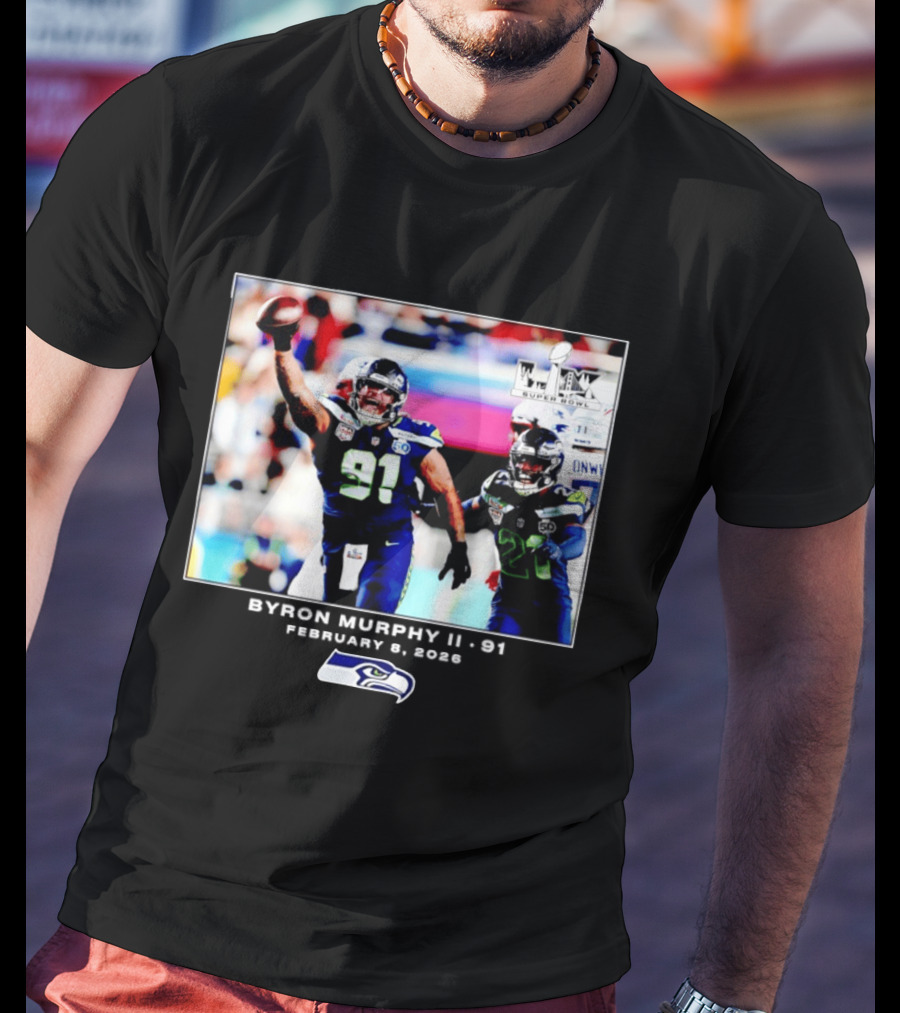 Byron Murphy II Seattle Seahawks Super Bowl LXI February 1 2026 T-Shirt