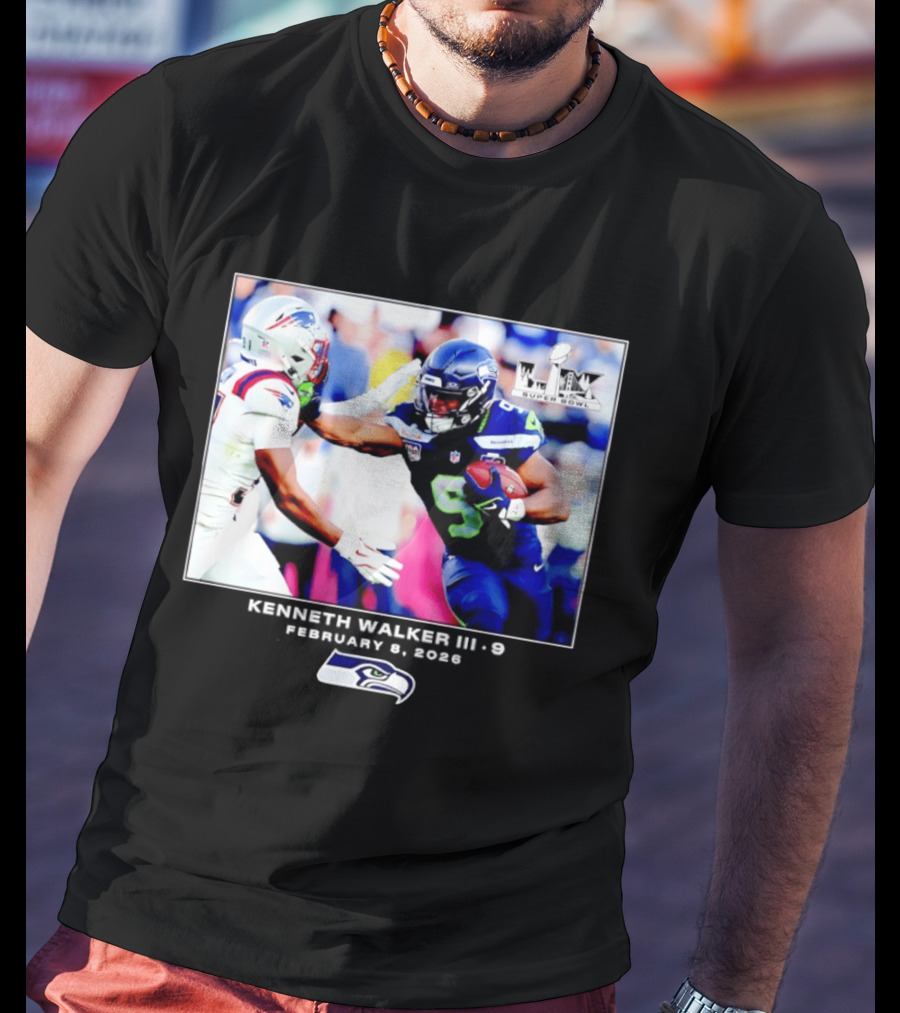 Kenneth Walker III Seattle Seahawks Super Bowl LIX Football 2026 T-Shirt
