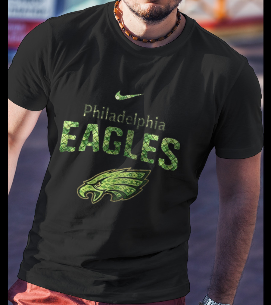 Philadelphia Eagles Snoopy Who Needs Luck Nike Green T-Shirt