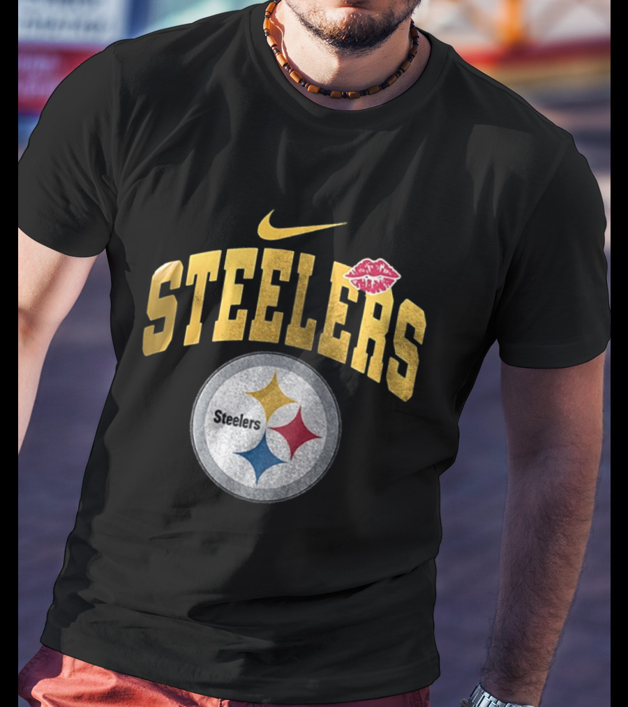 Pittsburgh Steelers Nike Makeup Artist Logo With Lip Print T-Shirt