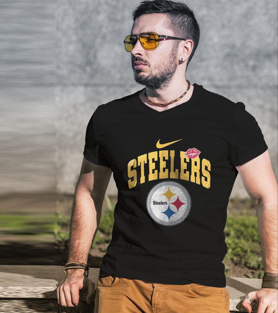 Pittsburgh Steelers Nike Makeup Artist Logo With Lip Print T-Shirt