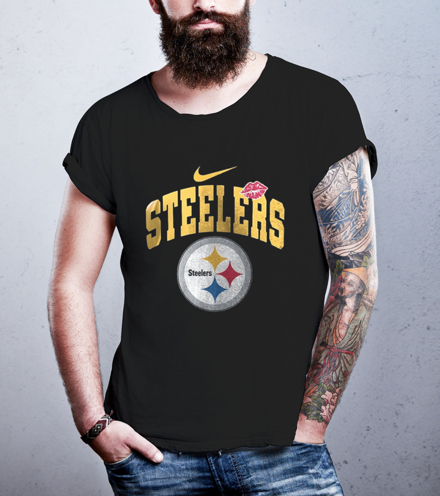 Pittsburgh Steelers Nike Makeup Artist Logo With Lip Print T-Shirt